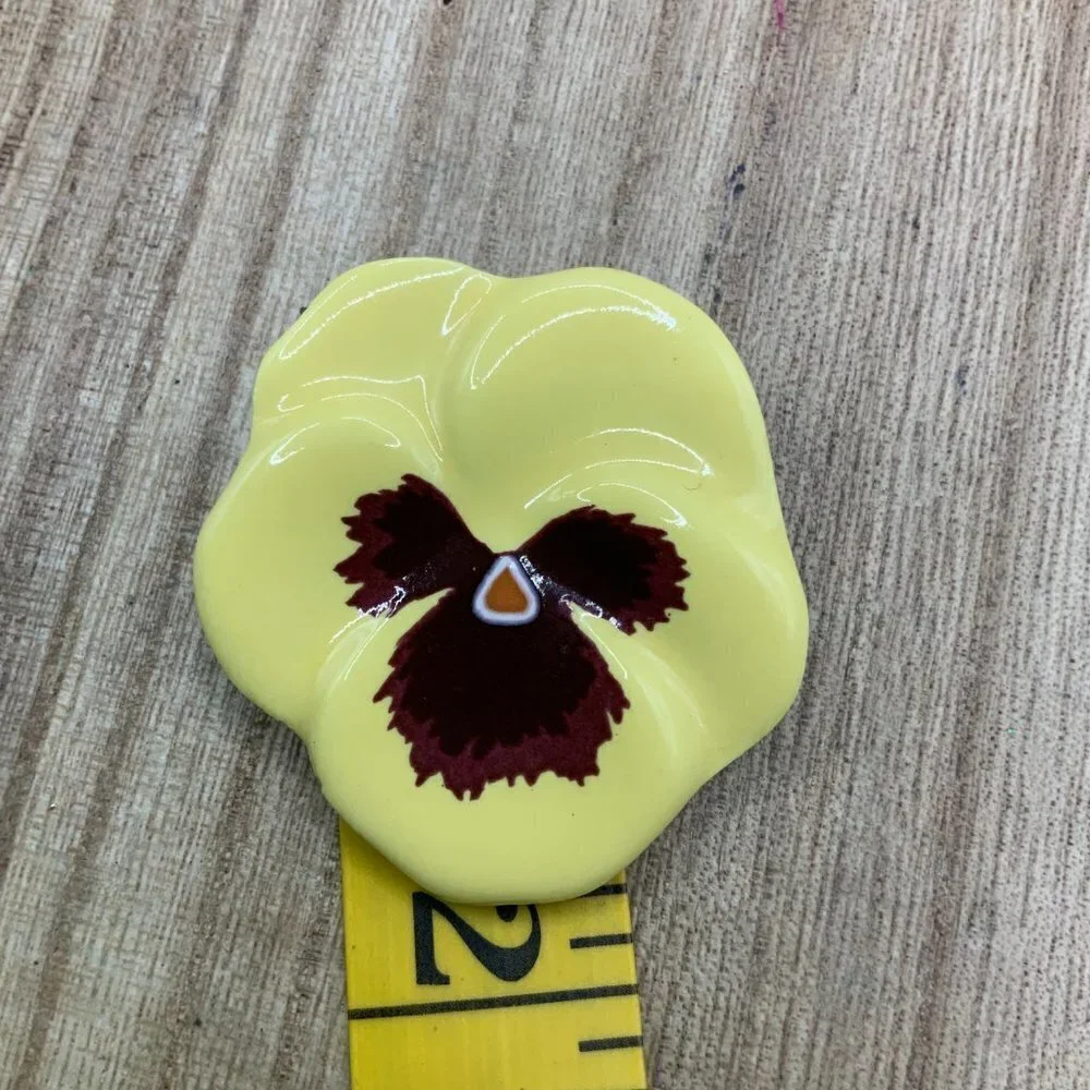 Avon Vintage 60' Ceramic Pansy Yellow Flower Brooch